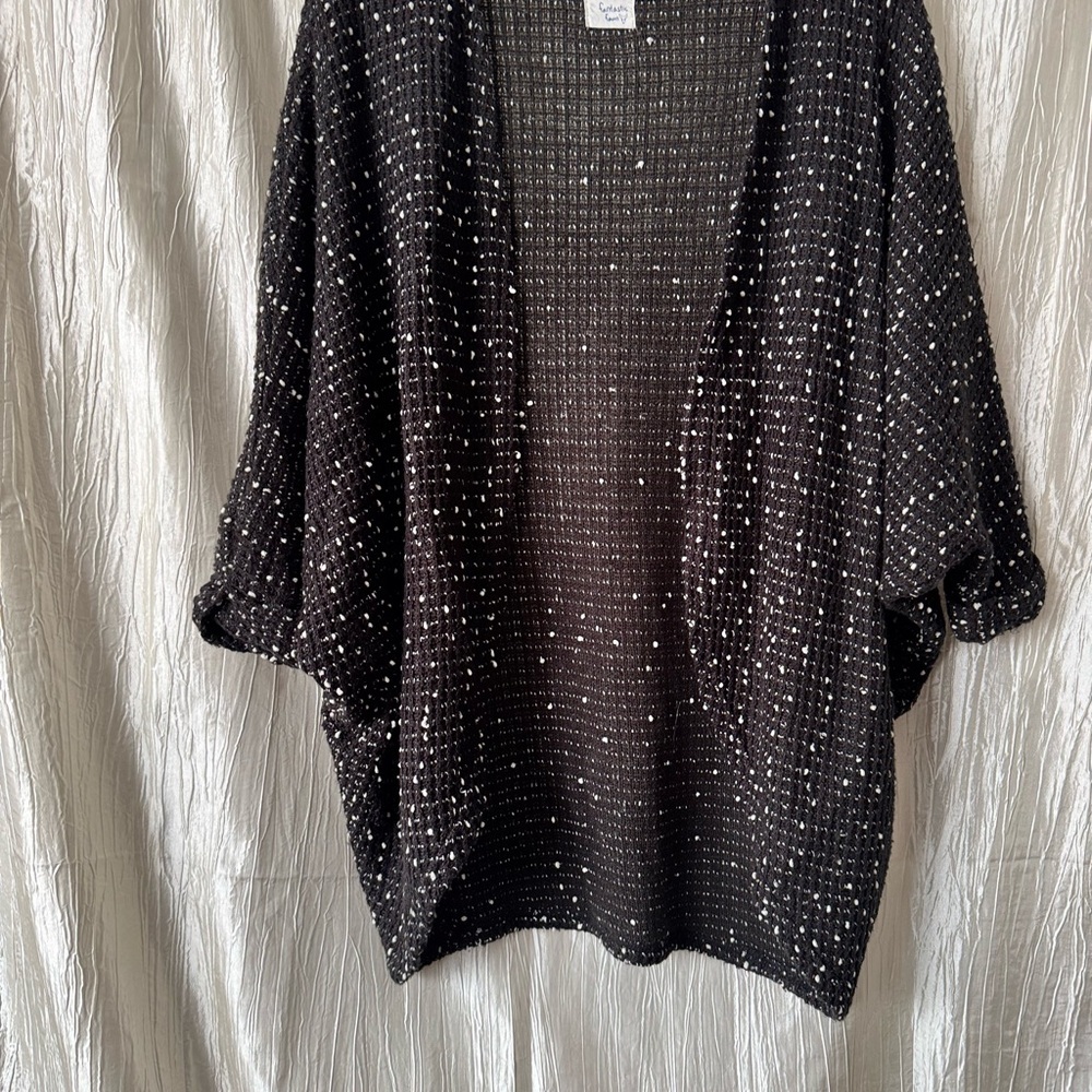 Fantastic Fawn Black and White Open-Front Cardigan
